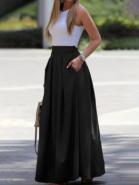 Classic Pleated Maxi Skirt