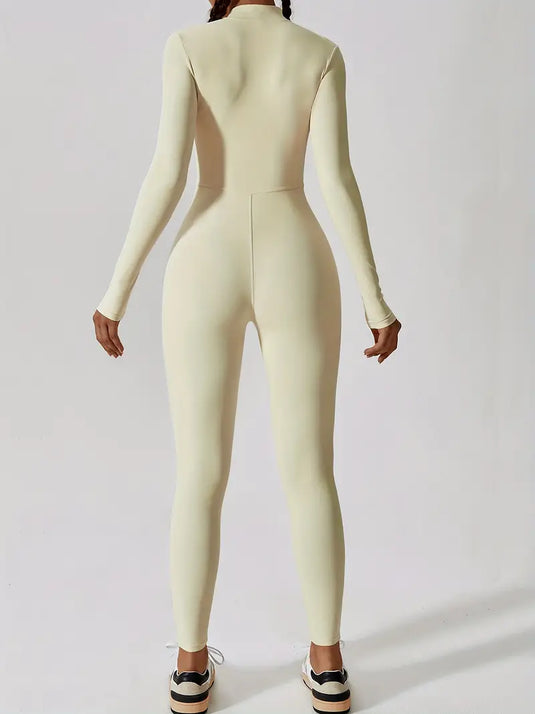 Zip-Up Long-Sleeve Jumpsuit