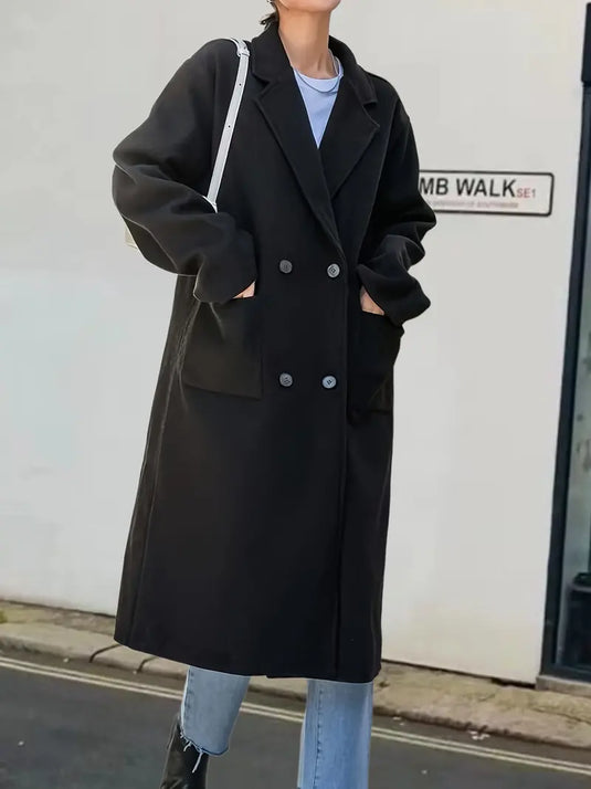 Classic Double-Breasted Long Coat