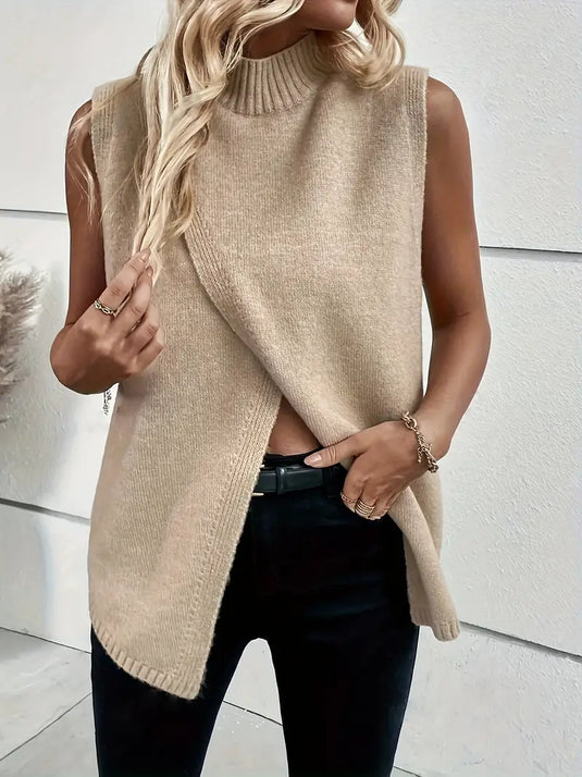 Asymmetric Knit Sleeveless Vest™