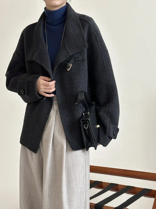 Button Front Wool Duffel Coat