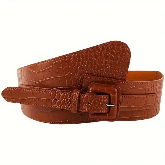 Croc-Embossed Statement Belt