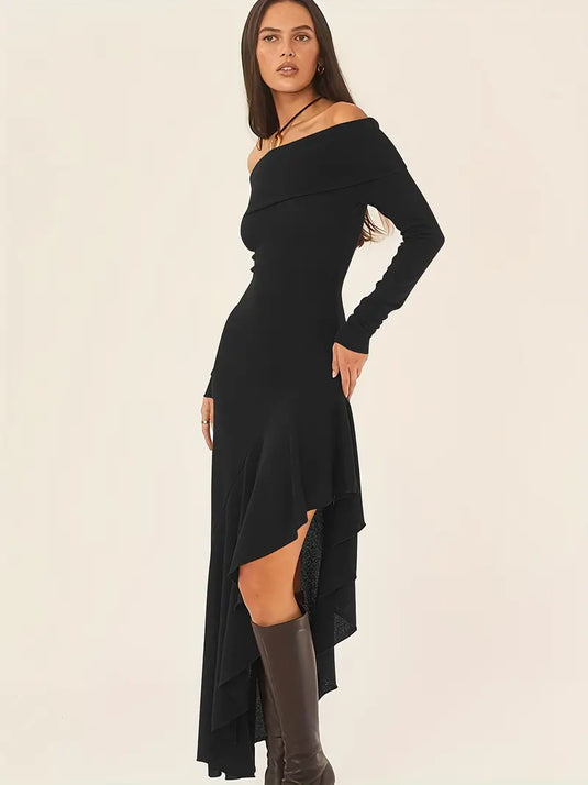 Off-Shoulder Asymmetric Dress