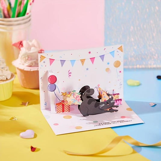 Surprise Cat Birthday Pop-Up Card