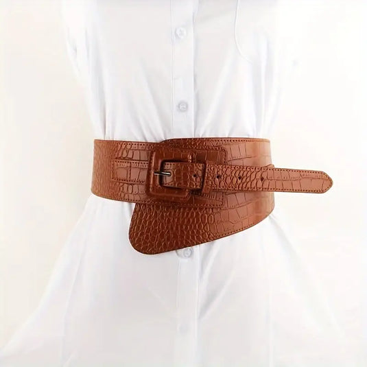 Croc-Embossed Statement Belt