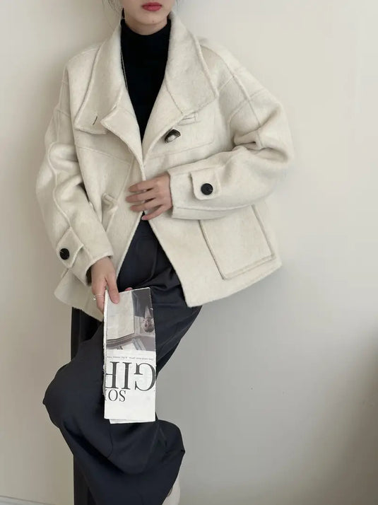 Button Front Wool Duffel Coat