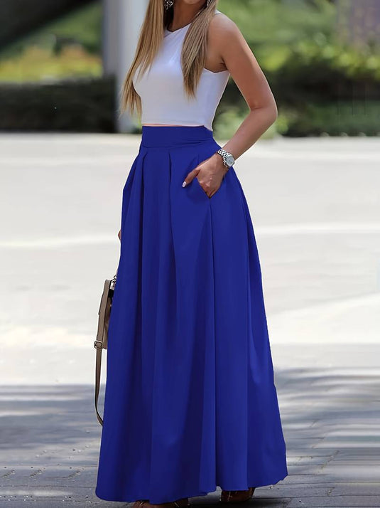 Classic Pleated Maxi Skirt