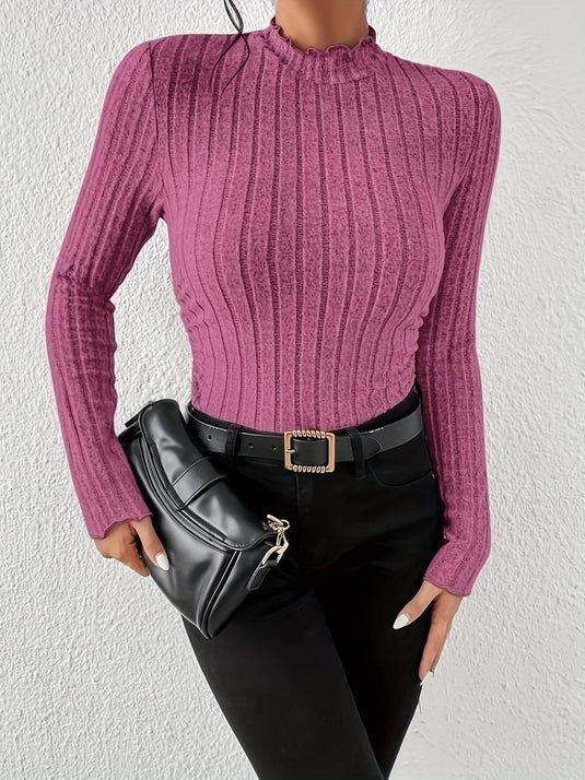 Clara™ Ribbed High Neck Top