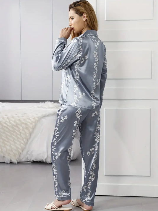 Floral Satin Pajama Set