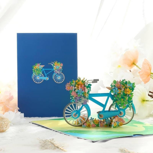 Whimsical Flower Bicycle Pop-Up Card