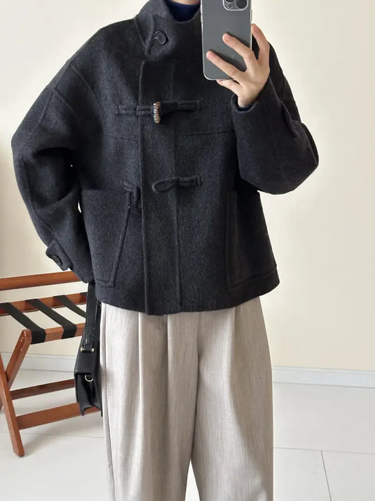 Button Front Wool Duffel Coat