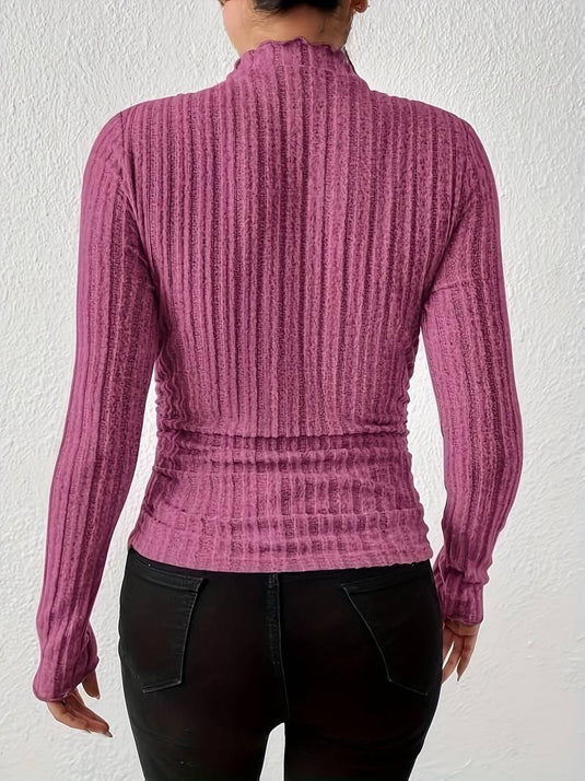 Clara™ Ribbed High Neck Top