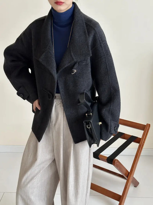 Button Front Wool Duffel Coat