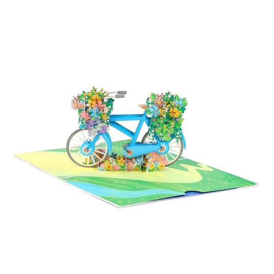 Whimsical Flower Bicycle Pop-Up Card