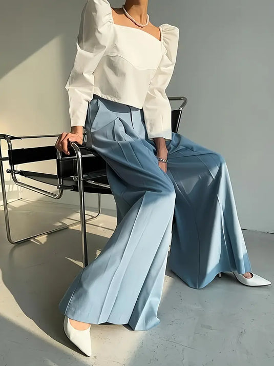 Wide-Leg Pleated Pants