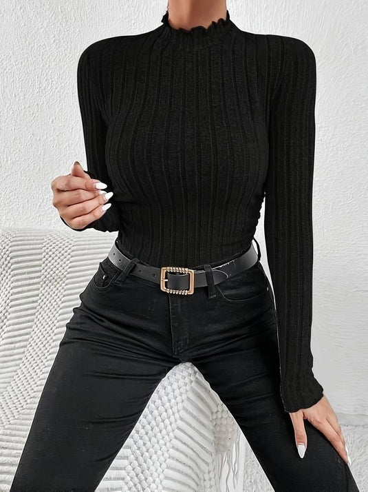 Clara™ Ribbed High Neck Top