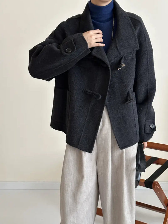 Button Front Wool Duffel Coat