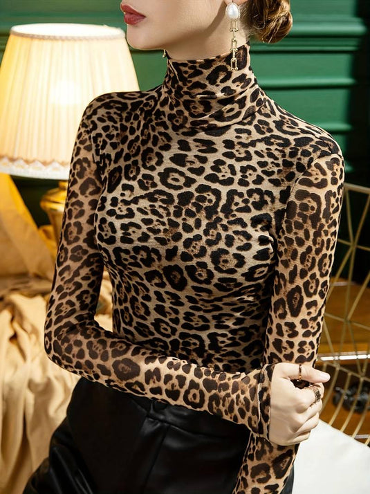 Nia™ Leopard Print Turtleneck