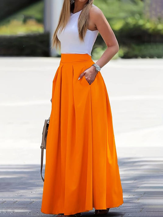 Classic Pleated Maxi Skirt