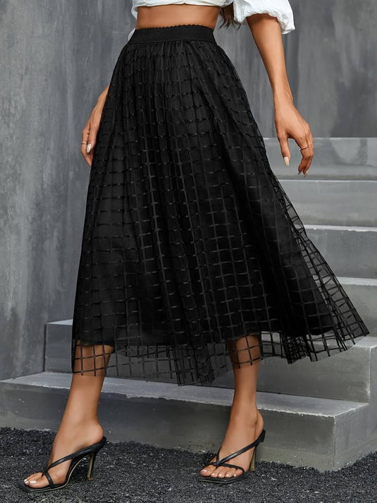 Grid Luxe Midi Skirt