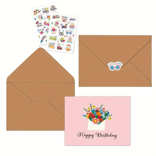 Birthday Celebrations: 20 Cards & Envelopes Set + Free Stickers