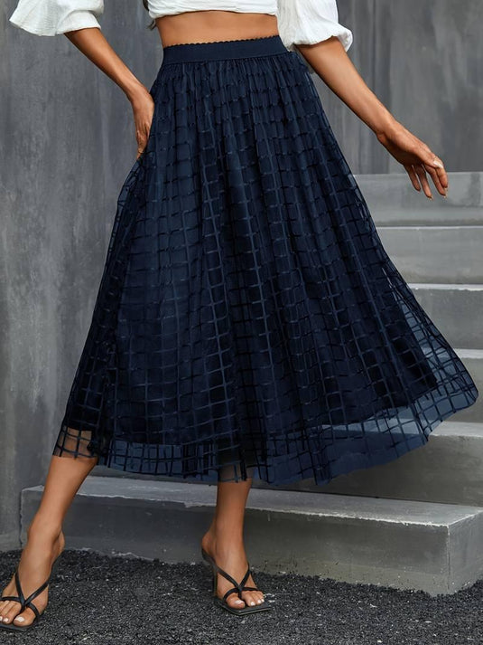 Grid Luxe Midi Skirt