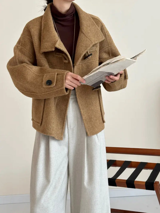 Button Front Wool Duffel Coat