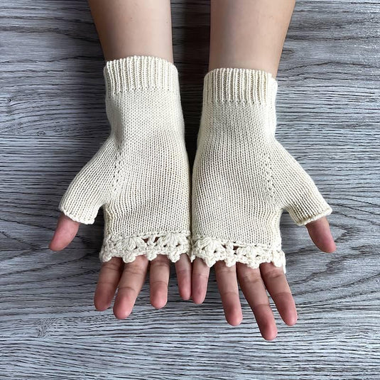 Floral Knit Fingerless Gloves