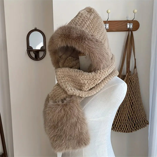 Hooded Faux Fur Scarf