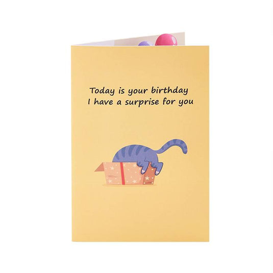 Surprise Cat Birthday Pop-Up Card