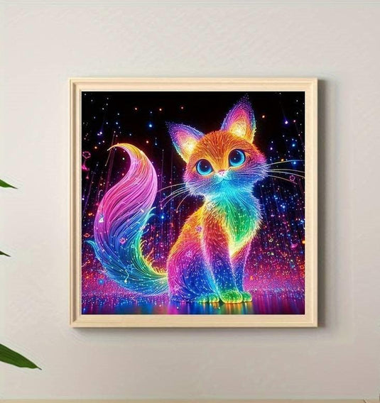 Neon Cat Diamond Painting Kit