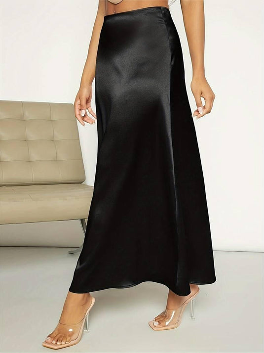 Sleek Satin Midi Skirt