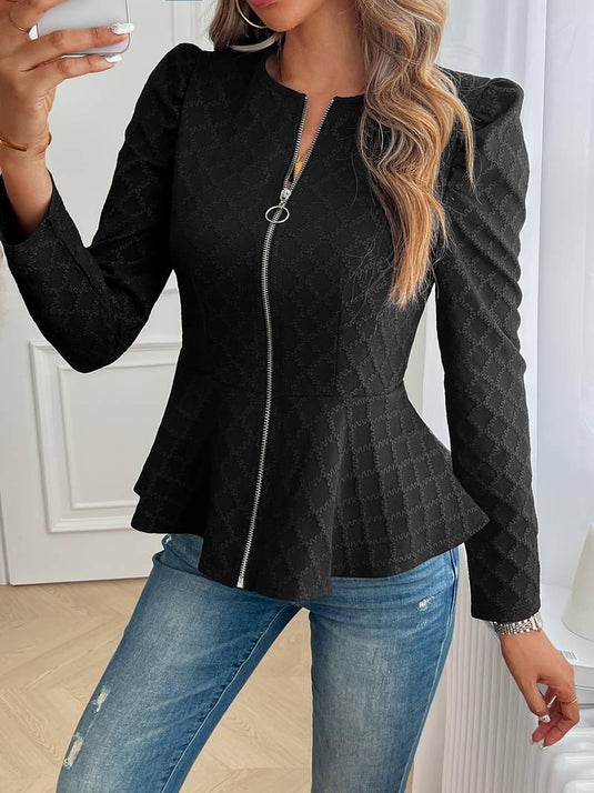 Imara™ Fiited Peplum Zip-Up Blazer