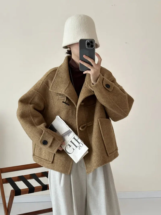 Button Front Wool Duffel Coat