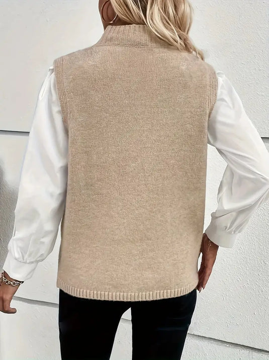 Asymmetric Knit Sleeveless Vest™