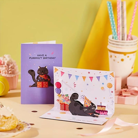 Surprise Cat Birthday Pop-Up Card