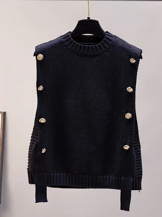 Buttoned Knit Vest with Side Detailing™