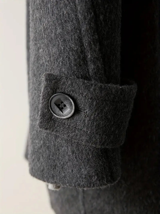 Wool Double-Breasted Charcoal Coat