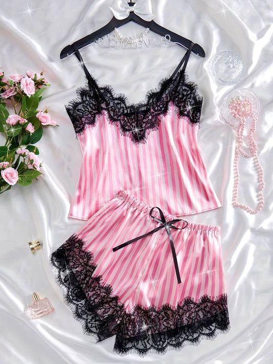 Callie™ Lace-Trim Satin Pajama Set