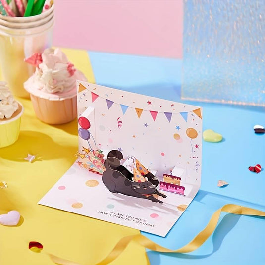 Surprise Cat Birthday Pop-Up Card