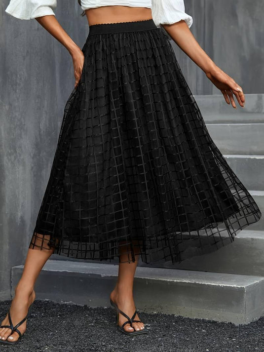 Grid Luxe Midi Skirt