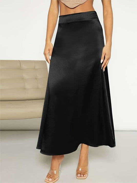 Sleek Satin Midi Skirt