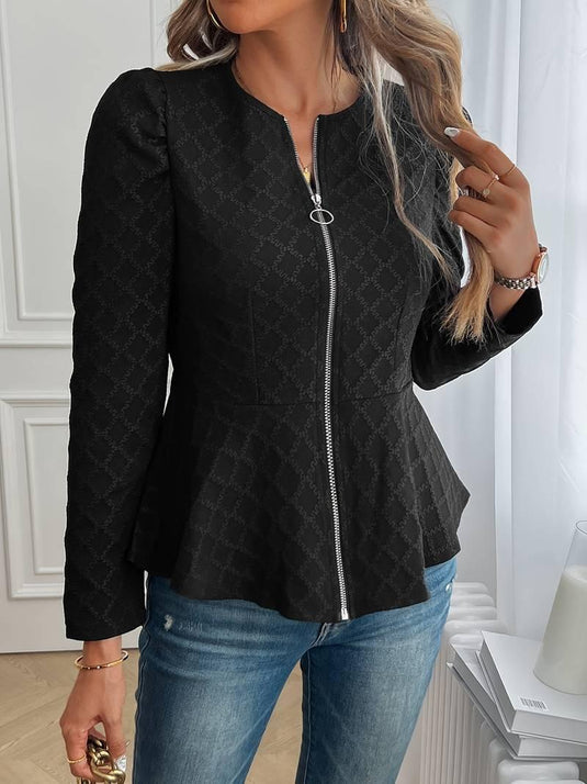 Imara™ Fiited Peplum Zip-Up Blazer