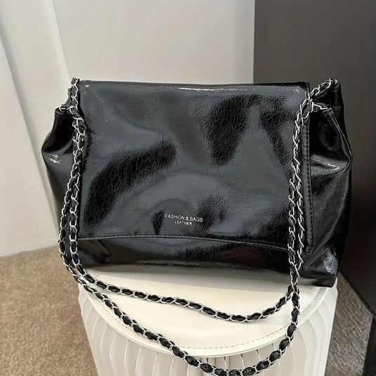 Glossy Chain-Handle Satchel Bag™