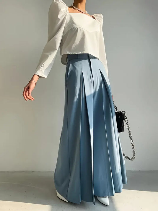 Wide-Leg Pleated Pants