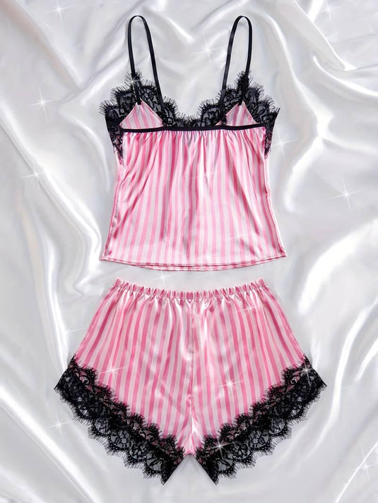 Callie™ Lace-Trim Satin Pajama Set