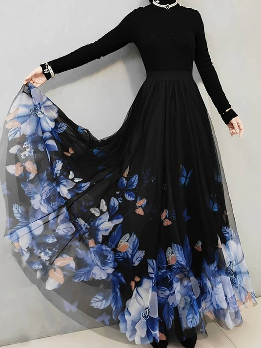 Floral Border Print Maxi Skirt