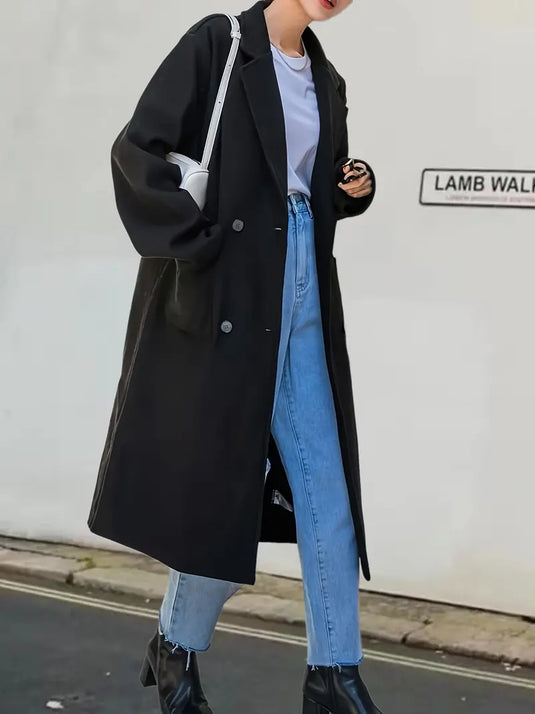 Classic Double-Breasted Long Coat