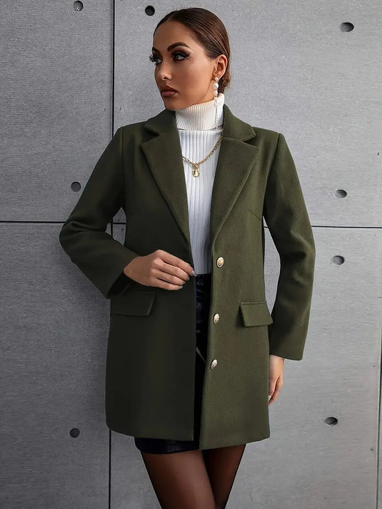 Classic Army Green Button-Down Coat