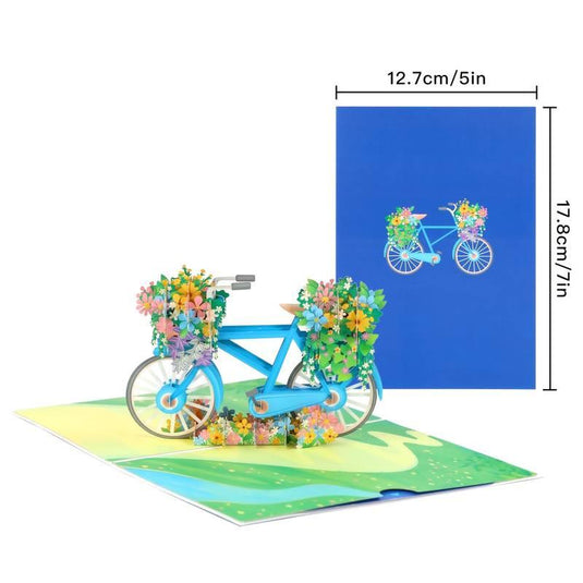 Whimsical Flower Bicycle Pop-Up Card